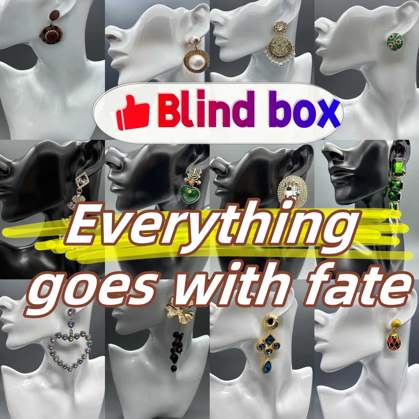 Blind box earrings Lucky Bags(10 Pairs)-Oppen In Live